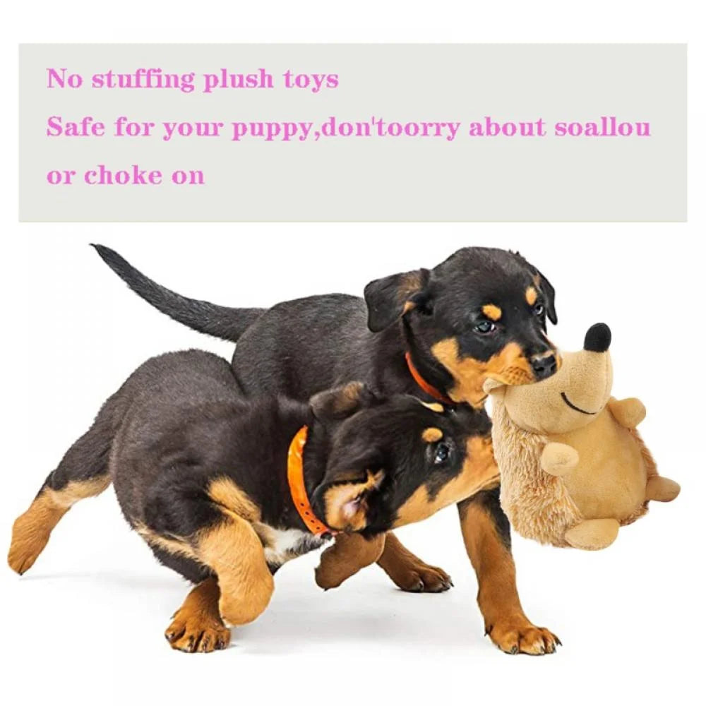Dog Squeaky Chew Toys,Cute Hedgehog Plush Fluffy Dog Toys for Small Medium Large Dogs,Interactive Stuffed Animal Puppy Toys Dog Teething Toys Company Chew Toys 5.9" Brown