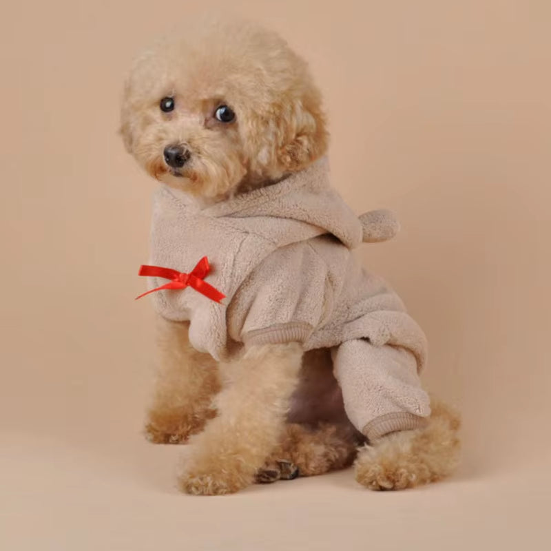 Winter Warm Dog Jumpsuits Plush Love Bear Christams Party Costume Rompers Pajamas Soft Flannel Small Pet Dogs Clothes