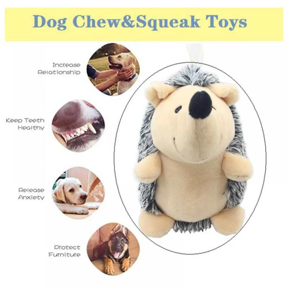 Dog Squeaky Chew Toys,Cute Hedgehog Plush Fluffy Dog Toys for Small Medium Large Dogs,Interactive Stuffed Animal Puppy Toys Dog Teething Toys Company Chew Toys 5.9" Brown