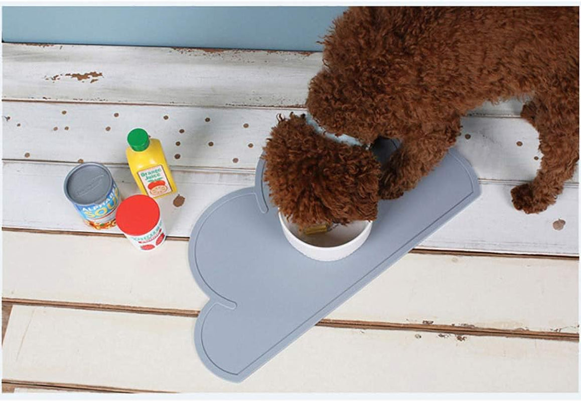 Premium Silicone anti Slip Waterproof Cat & Dog Food Mat with High Lips - Pet Food Tray for Cats, Dogs & Other Pets (Grey)
