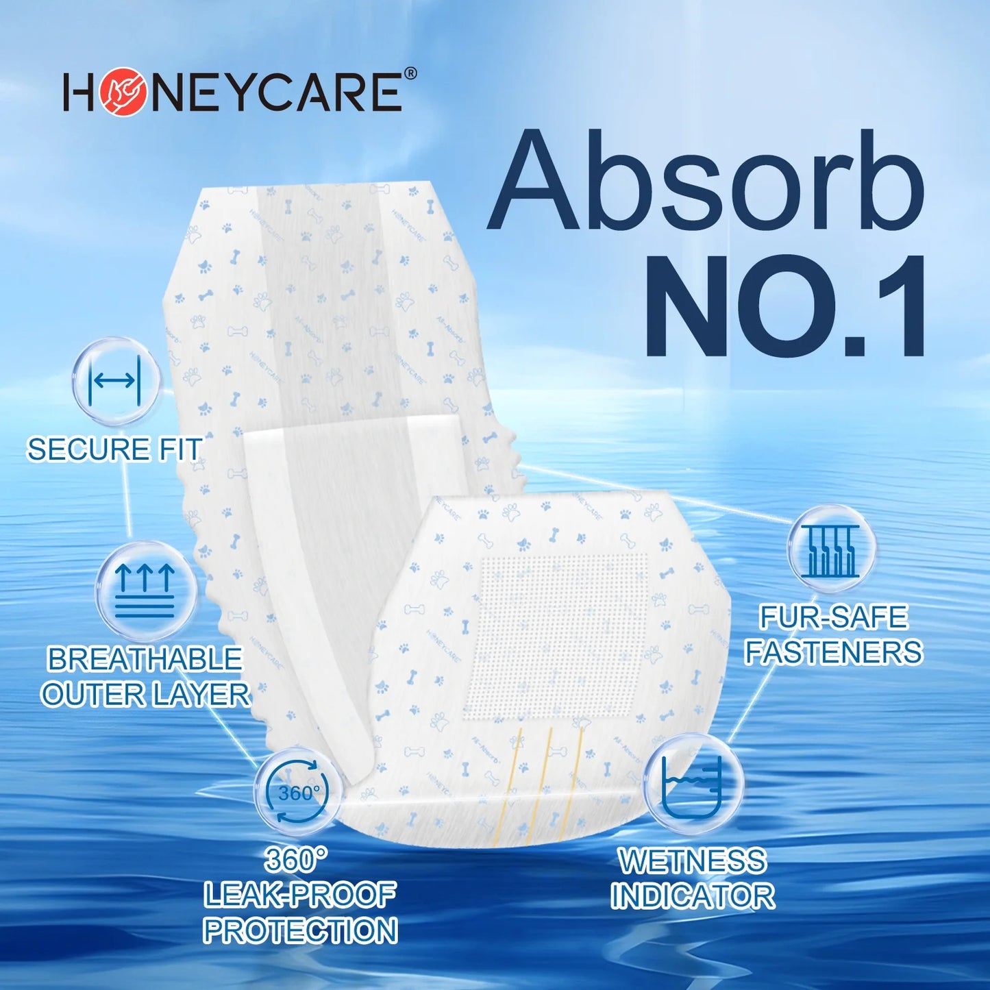All-Absorb A25 Disposable Male Dog Wrap, 50 Count, Medium, Super Absorbent, Breathable