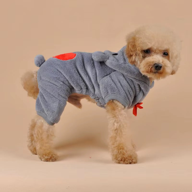 Winter Warm Dog Jumpsuits Plush Love Bear Christams Party Costume Rompers Pajamas Soft Flannel Small Pet Dogs Clothes
