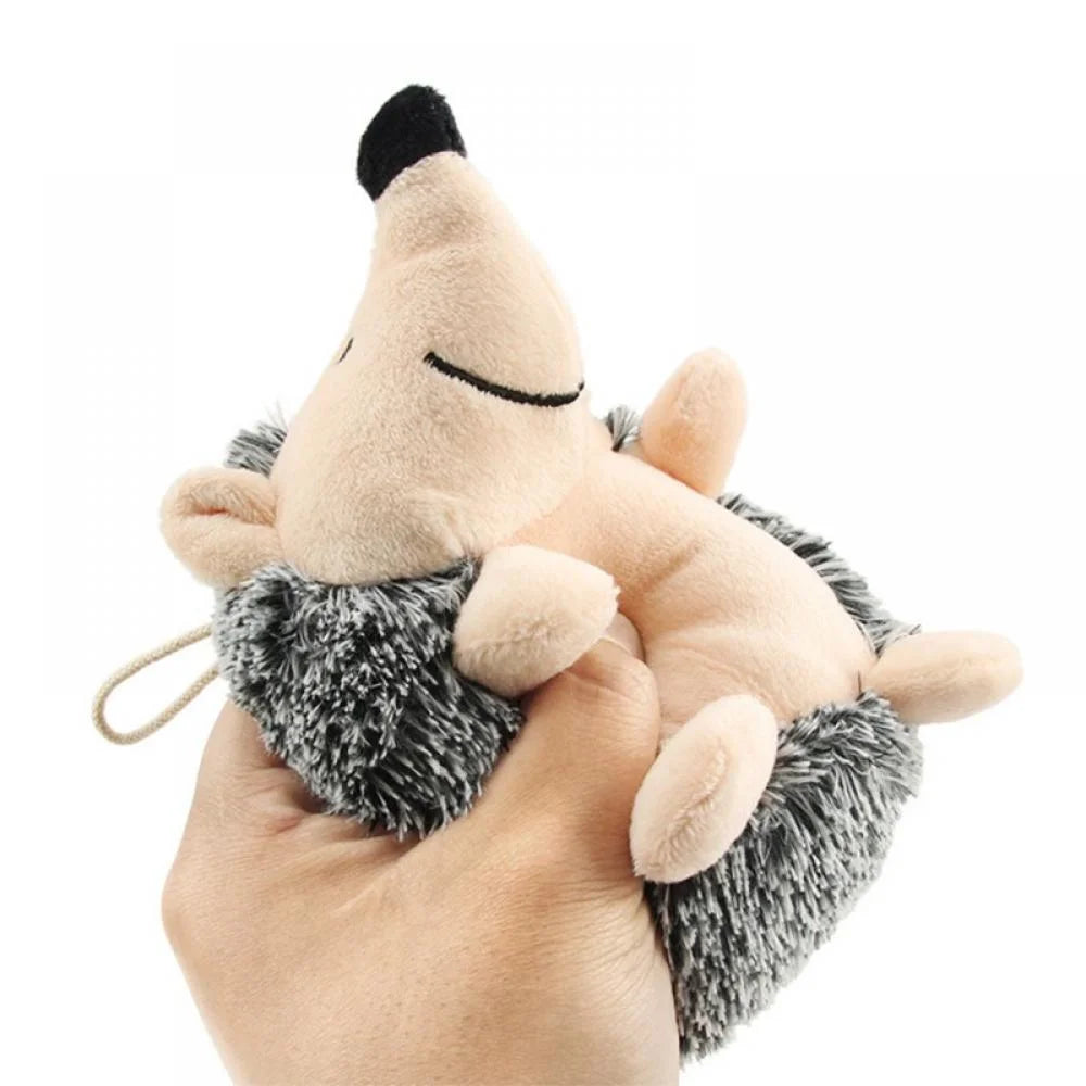 Dog Squeaky Chew Toys,Cute Hedgehog Plush Fluffy Dog Toys for Small Medium Large Dogs,Interactive Stuffed Animal Puppy Toys Dog Teething Toys Company Chew Toys 5.9" Gray
