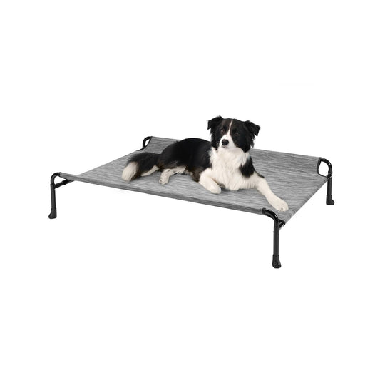 Elevated Cooling Dog Bed with Guardrail, Headrest & Non-Slip Silicon Feet for Indoor and Outdoor relaxation