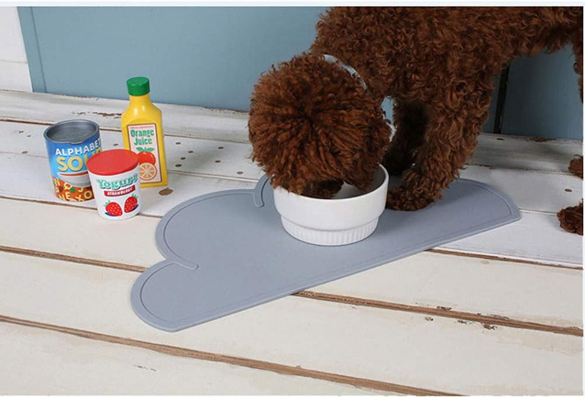 Premium Silicone anti Slip Waterproof Cat & Dog Food Mat with High Lips - Pet Food Tray for Cats, Dogs & Other Pets (Grey)
