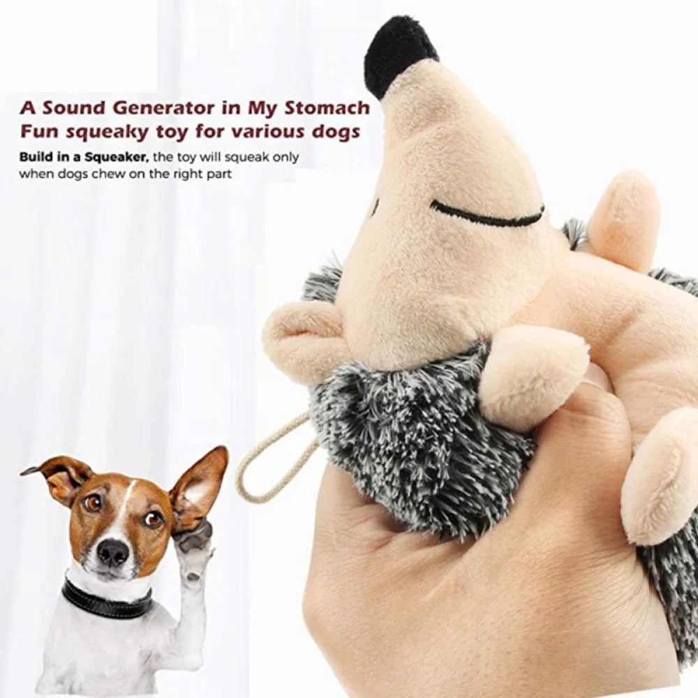 Dog Squeaky Chew Toys,Cute Hedgehog Plush Fluffy Dog Toys for Small Medium Large Dogs,Interactive Stuffed Animal Puppy Toys Dog Teething Toys Company Chew Toys 5.9" Gray