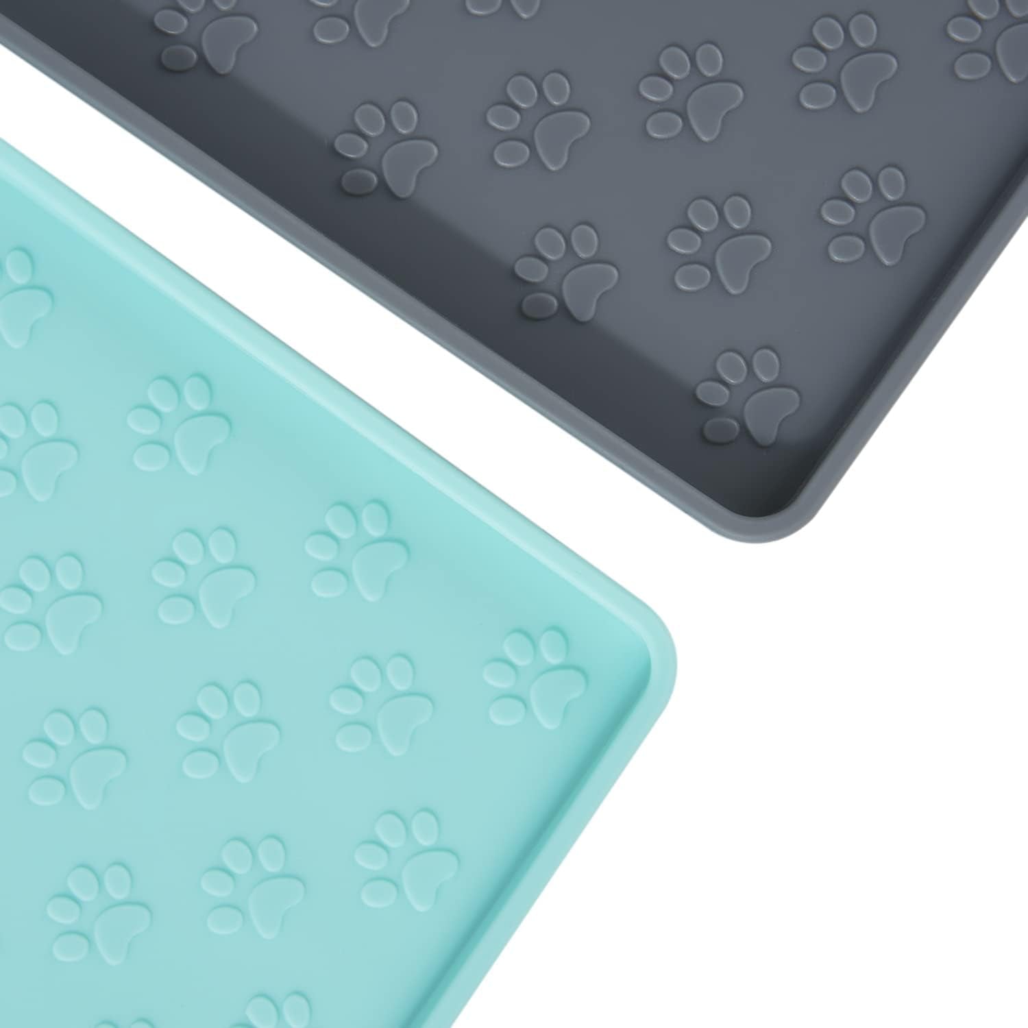 Feeding Mat, Non Slip Silicone Waterproof Pet Bowl Pad,Raised Outer Border,Perfectly Stop Food Spills and Water Messes Out to Floor for Puppy,Cat and Medium Dogs (18.9"X11.8", Mint Green)