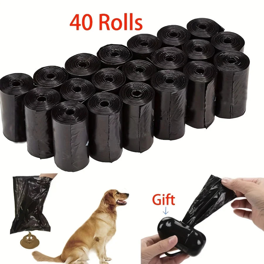 40 Rolls Blackdog Poop Bags with Dispenser and Leash Clip, Unscented, Standard, 600 Count,