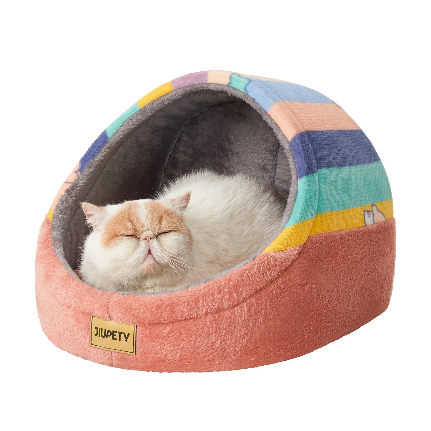 Jiupety Cute Hideaway Cat Bed with Anti-Slip Bottom & Removable Cushion for Indoor Cats