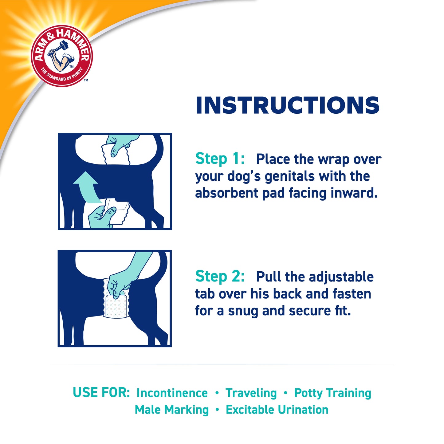 Male Dog Wraps, X-Small 12Ct | Super Absorbent with Baking Soda for Odor Control