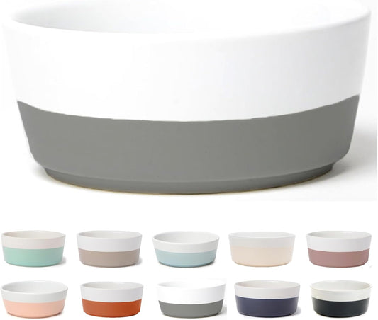 Dipper Ceramic Dog Bowl for Small and Large Breeds - Heavyweight and Durable Pet Food and Water Dish Crock, Dishwasher Safe, Modern (Medium, Dolphin)