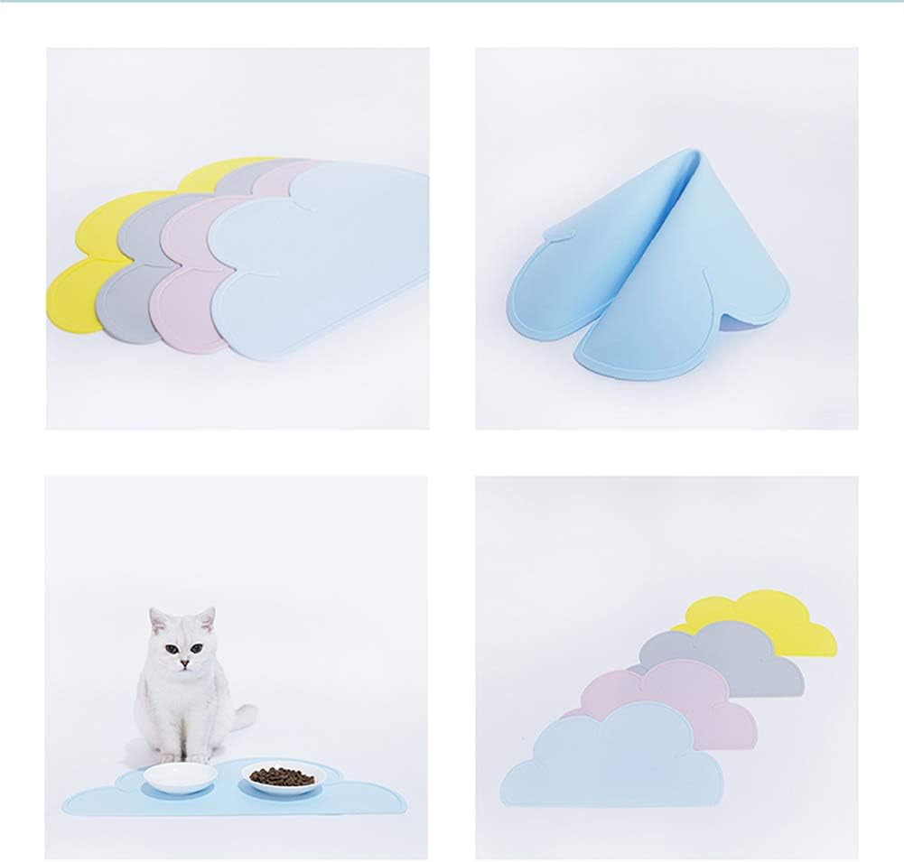Premium Silicone anti Slip Waterproof Cat & Dog Food Mat with High Lips - Pet Food Tray for Cats, Dogs & Other Pets (Grey)