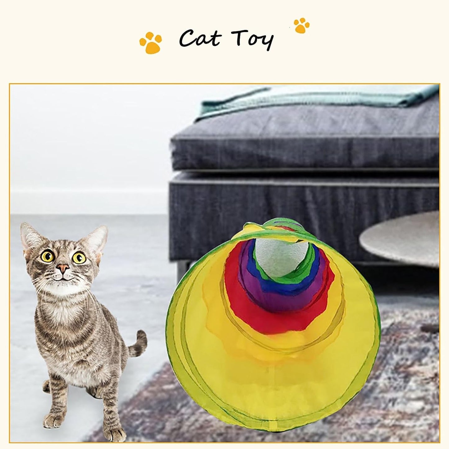 Collapsible Pop-Up Rainbow Tunnel Toy for Cats, Puppies, Rabbits Among others