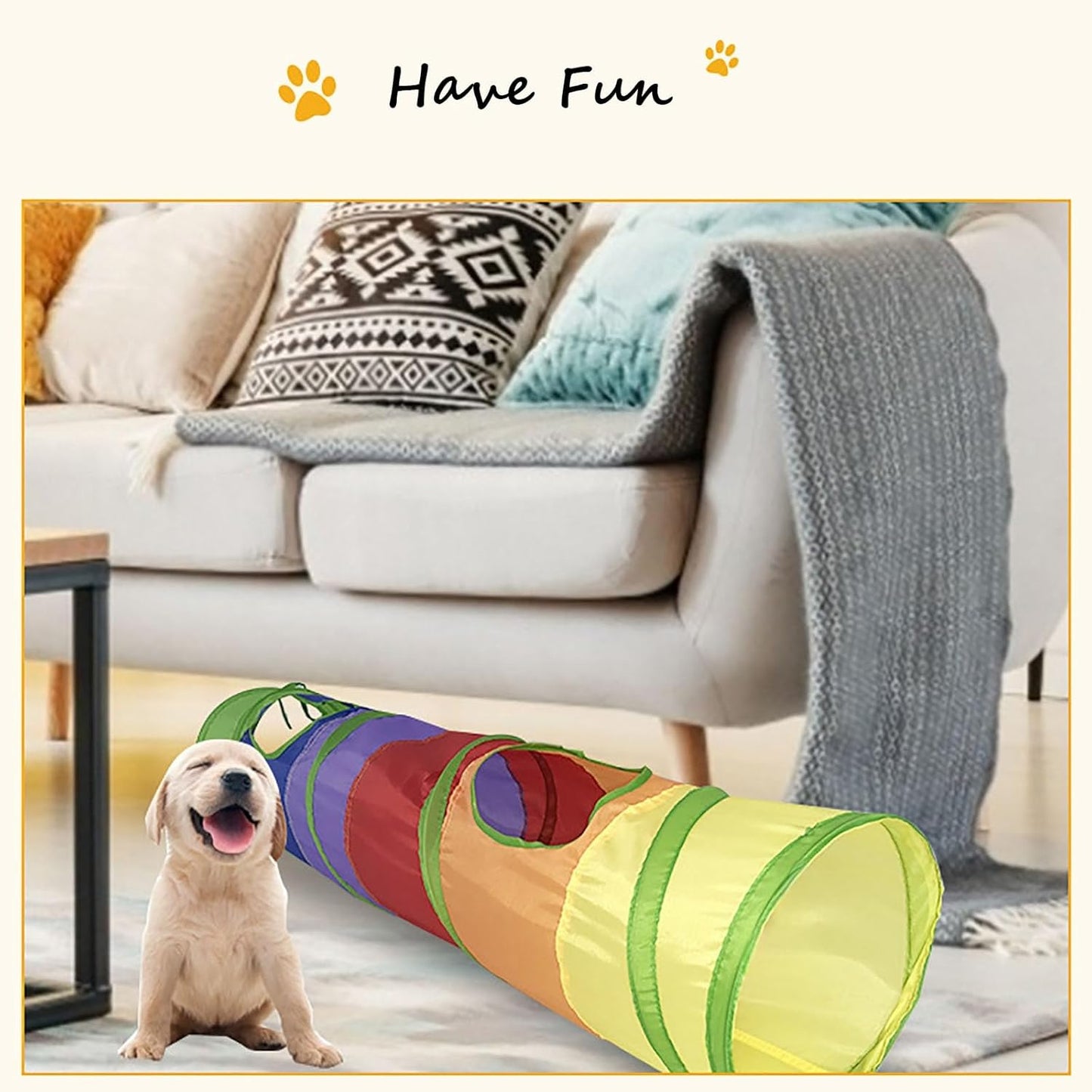 Collapsible Pop-Up Rainbow Tunnel Toy for Cats, Puppies, Rabbits Among others