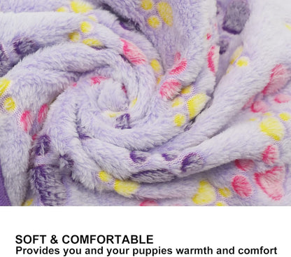 6 Pack Puppy Dog Blankets Super Soft Warm Sleep Mat Paw Print Blanket Fleece Pet Blanket Flannel Throw Dog Blankets for Small Dogs Puppy Cats PetsSmall(23"x15")