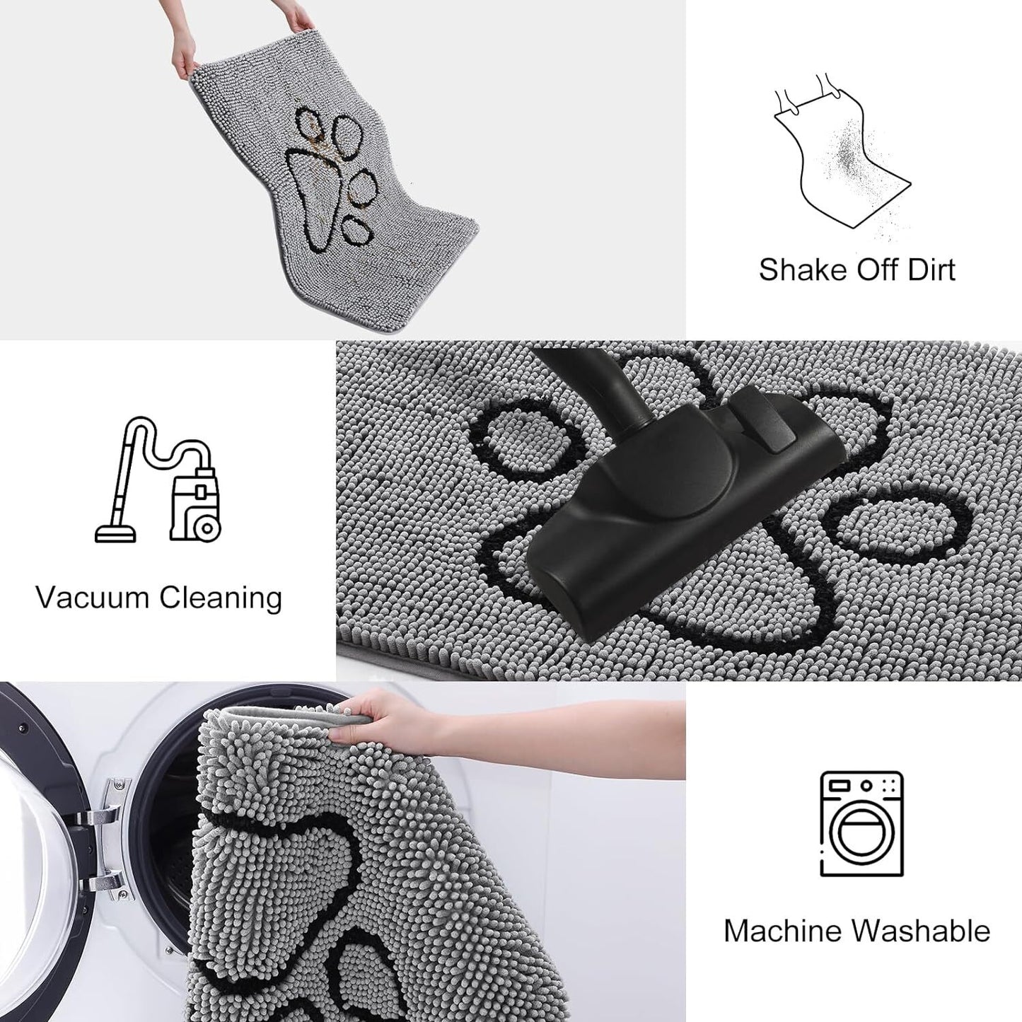 Dog Door Mat for Muddy Paws - Absorbent Chenille, Non-Slip, Washable, 24X16 Inch