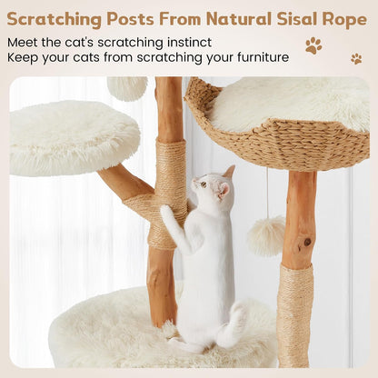 Luxury Wooden Modern Cat Tree House Tower with Scratching Post for Indoor Cats
