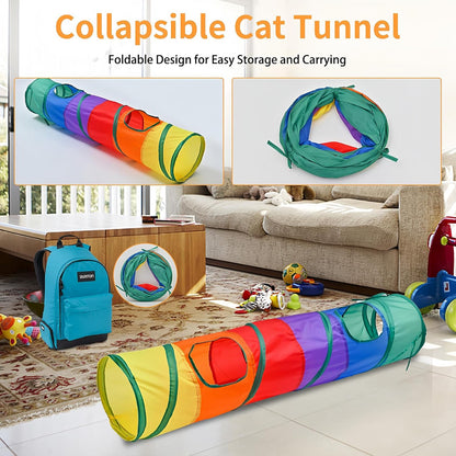 Collapsible Pop-Up Rainbow Tunnel Toy for Cats, Puppies, Rabbits Among others