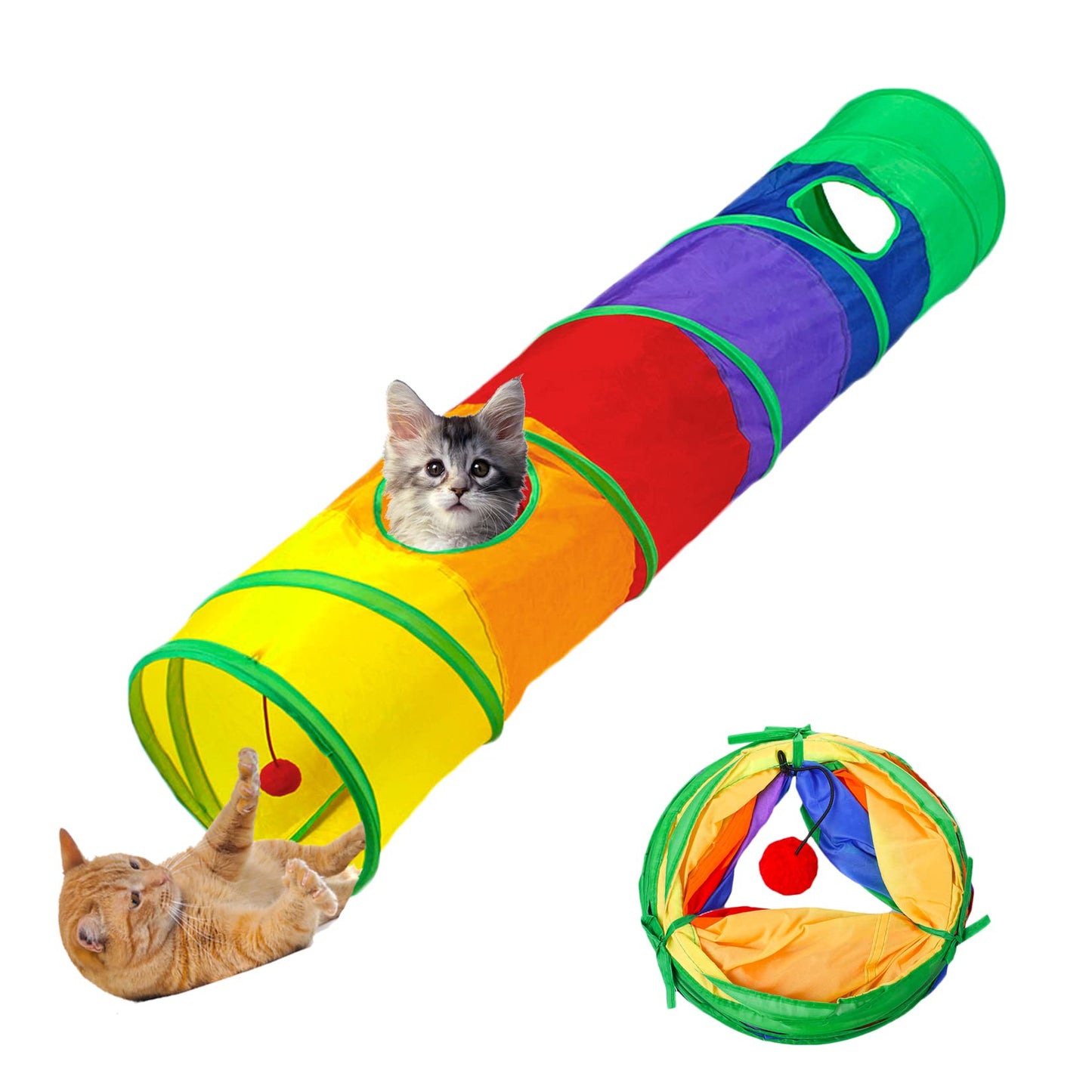 Collapsible Pop-Up Rainbow Tunnel Toy for Cats, Puppies, Rabbits Among others
