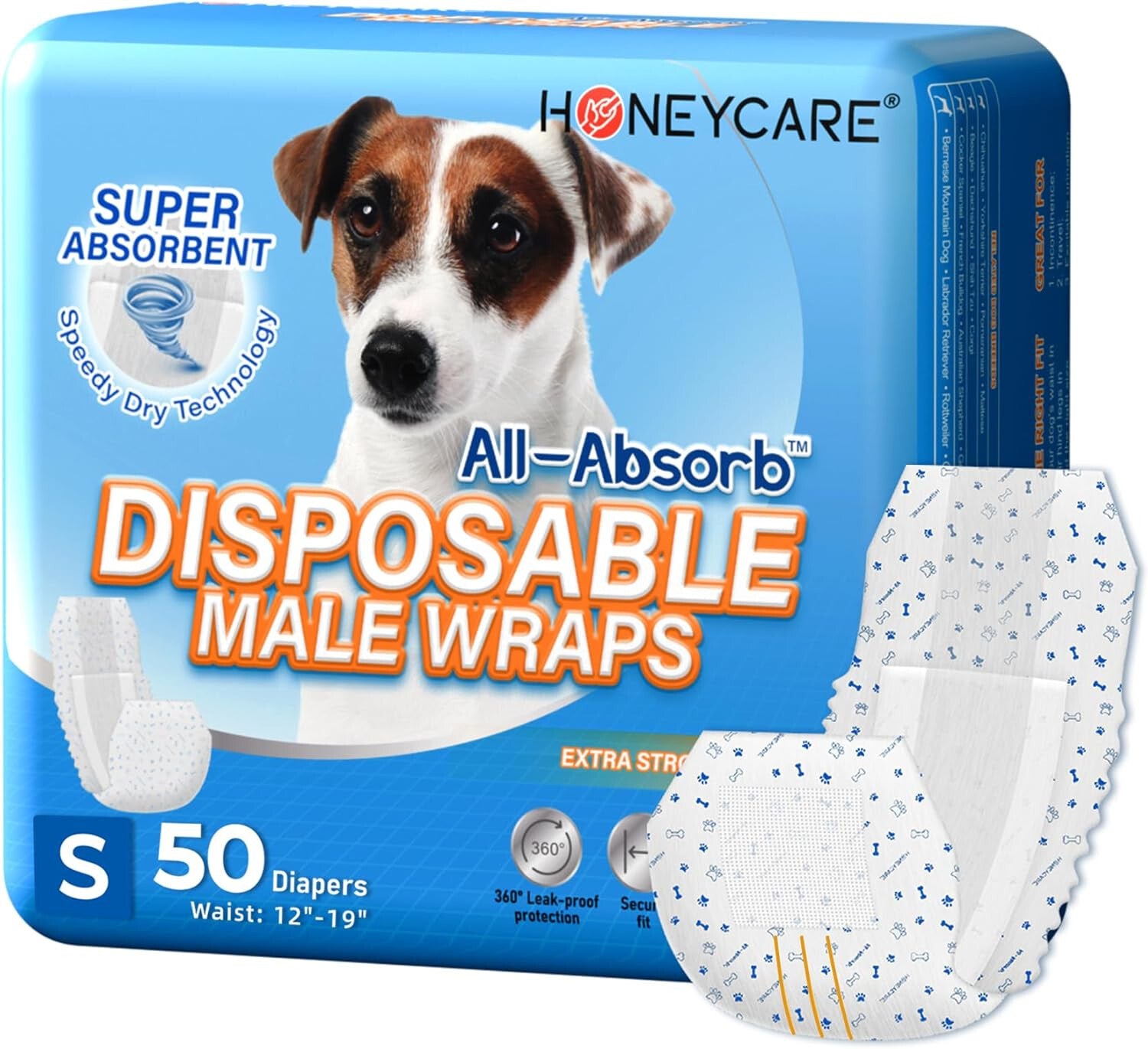 50 Pack Waist Disposable Dog Diapers Male Wraps Belly Bands Pet Soft(Small Size)