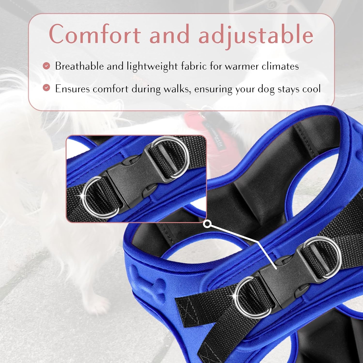 Comfort Fit Step-In Dog Harness - Comfortable Puppy Harness & Dog Vest: Adjustable, Soft Padded for Small, Medium Dogs - Easy to Put-On Dog Harness Medium Sized Dog