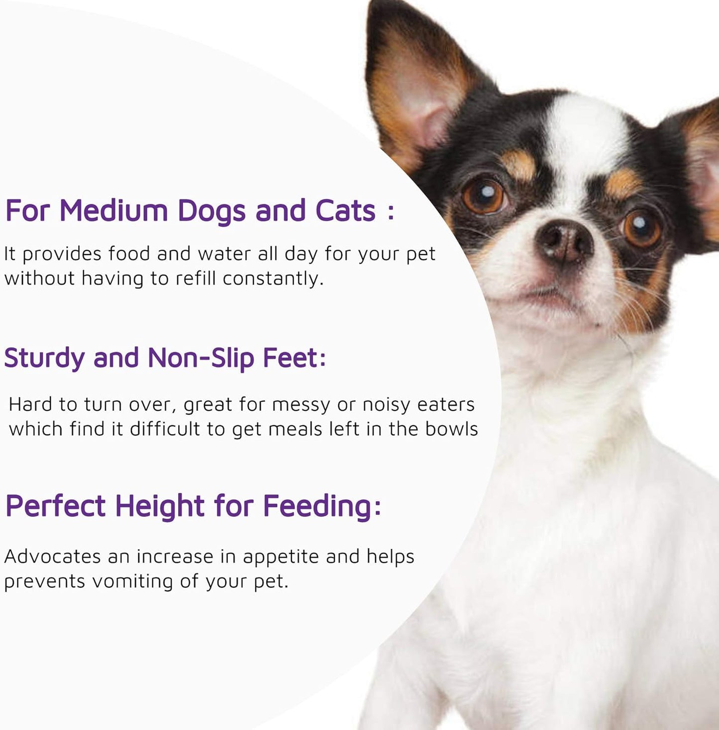 Raised Dog Bowls, Elevated Dog Bowls 24Oz, Ceramic Dog Cat Bowls for Food and Water, Pet Bowls for Cats and Small Dogs, Prevent Neck Pain, anti Slip Feet, White
