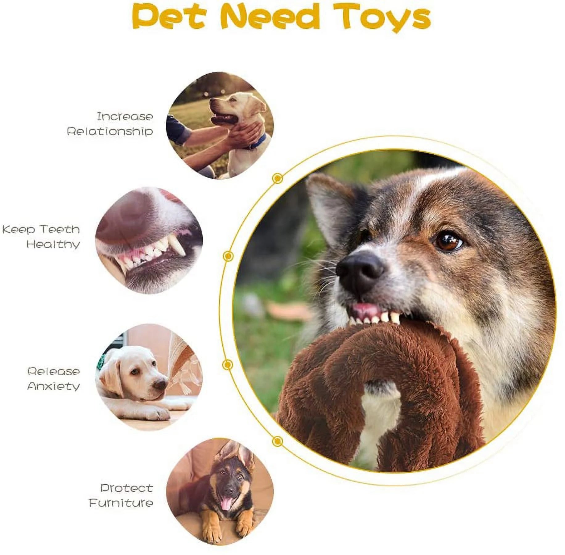 No Stuffing Plush Chew Toy for Small Medium Dogs Puppy Aggressive Chewers Large Breed 5 Pack Cute Animals Raccoon Squirrel Tiger Fox and Lion