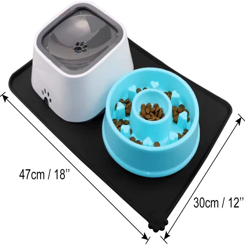 Dog Cat Food Mat, Large (21" X 14") Silicone Waterproof Pet Bowl Mat, Non Slip Pet Bowl Mats Placemats Dog Supplies